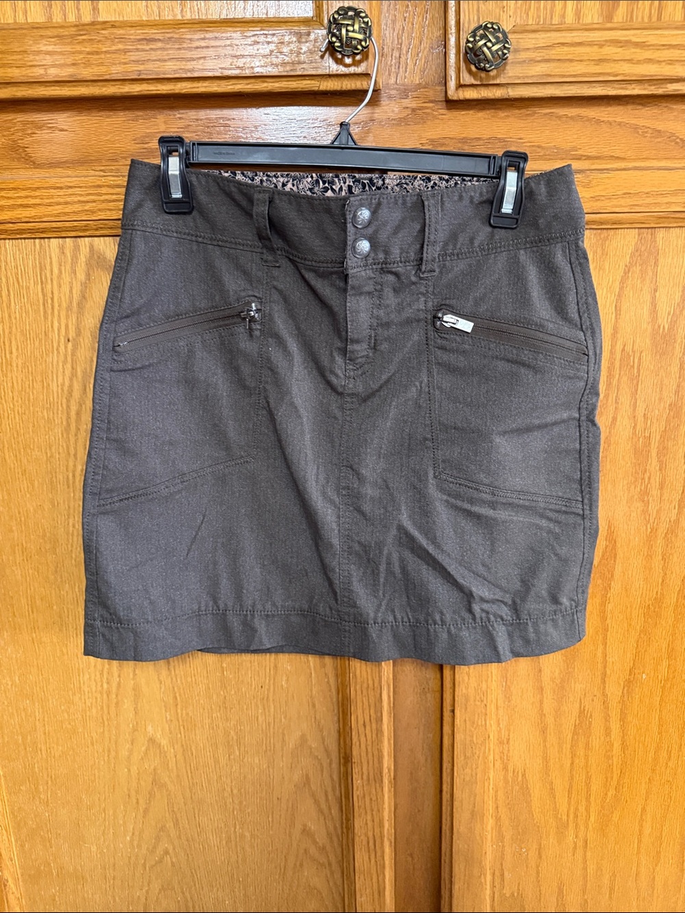 Athleta Brown Mini Skirt with Front Zip Pockets
